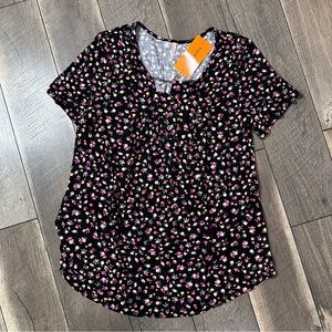 Aodemo Floral Buttery Soft Short Sleeve Top